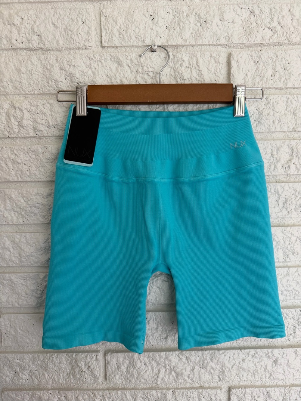 NUX The Good Short Ribbed Turquoise High-Rise Bike Shorts